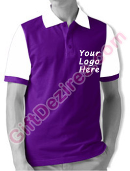 Designer Purple Berry and White Color Polo T Shirts With Company Logo